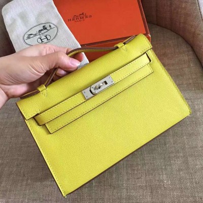 Hermes Yellow Kelly Pochette Epsom Handmade Bag TDBS27342