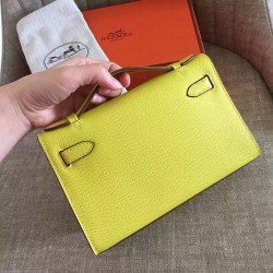 Hermes Yellow Kelly Pochette Epsom Handmade Bag TDBS27342