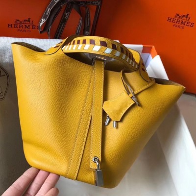 Hermes Yellow Picotin Lock 18 Bag With Braided Handles TDBS27581