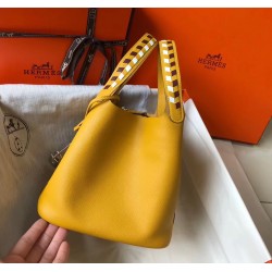 Hermes Yellow Picotin Lock 18 Bag With Braided Handles TDBS27581