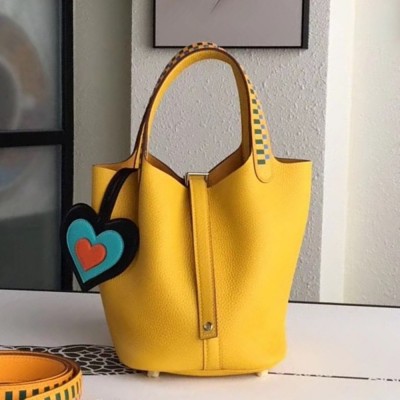 Hermes Yellow Picotin Lock 18cm Bag With Braided Handles TDBS27582