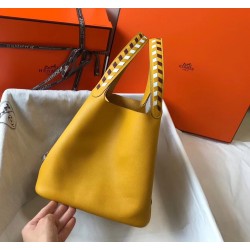 Hermes Yellow Picotin Lock 22 Bag With Braided Handles TDBS27583