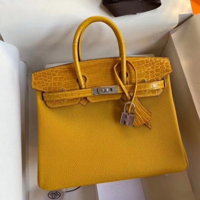 Hermes Yellow Touch Birkin 30cm Bag Shiny Niloticus Crocodile Skin TDBS26364