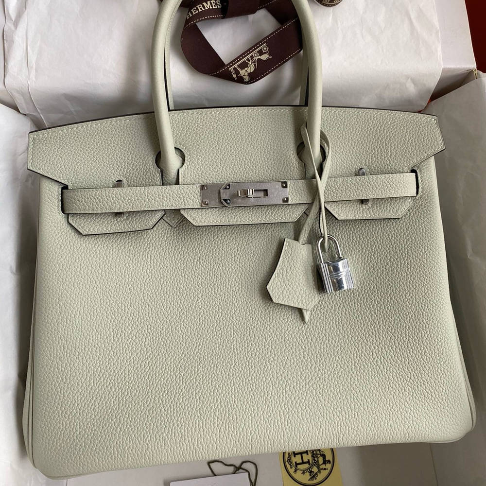 Hermes Birkin 30 Retourne Handmade Bag In Gris Neve Clemence Leather