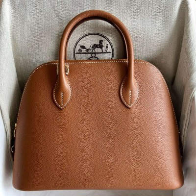 Hermes Bolide 1923 25 Handmade Bag in Gold Evercolor Calfskin