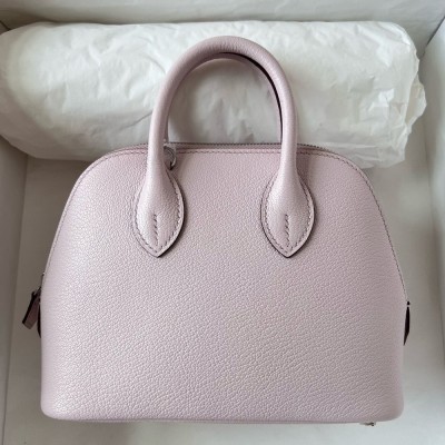 Hermes Bolide 1923 Mini Handmade Bag In Mauve Pale Chevre Mysore Leather