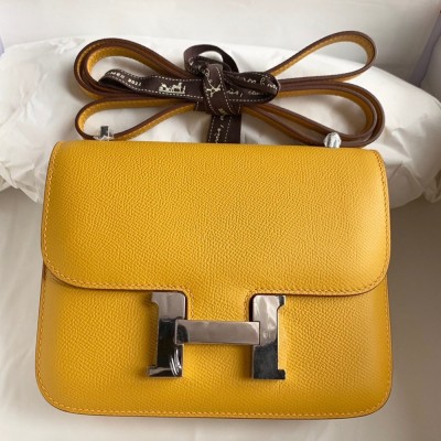 Hermes Constance 18 Handmade Bag In Jaune Ambre Epsom Calfskin