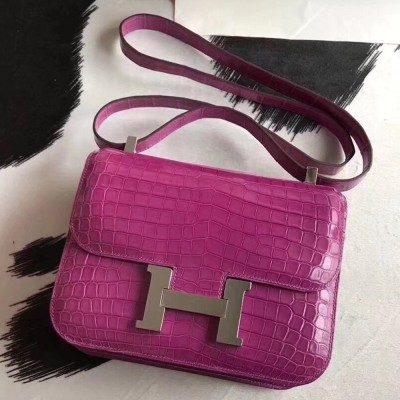 Hermes Constance 24cm Rose Scheherazade Niloticus Crocodile