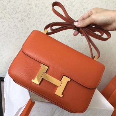 Hermes Epsom Constance 24cm Orange Handmade Bag