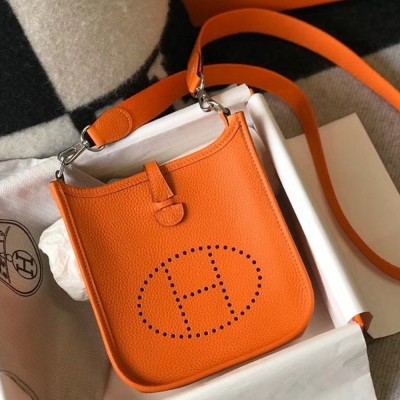 Hermes Evelyne III TPM Mini Bag In Orange Clemence Leather