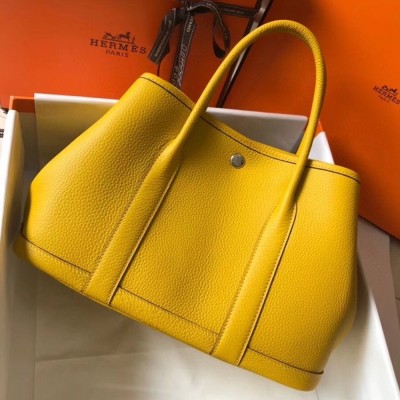 Hermes Garden Party 30 Bag In Yellow Clemence Leather