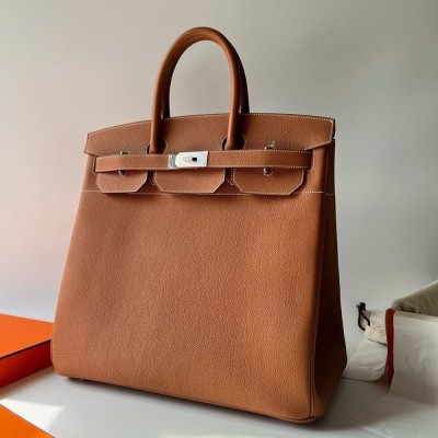 Hermes HAC Birkin 40 Handmade Bag in Gold Clemence Leather