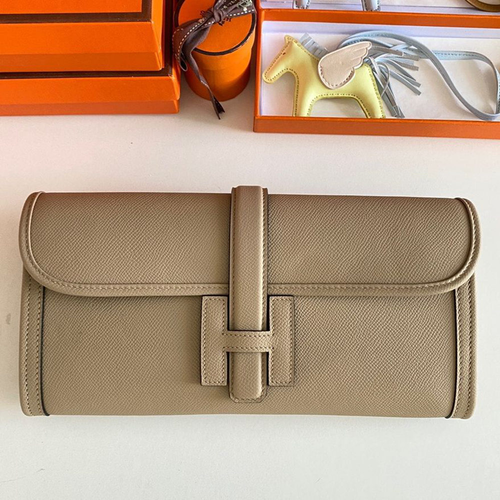 Hermes Jige Elan 29 Clutch Bag In Tourterelle Epsom Leather