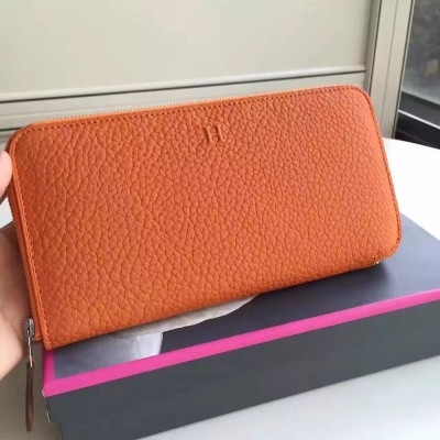 Hermes Orange Clemence Azap Zipped Wallet