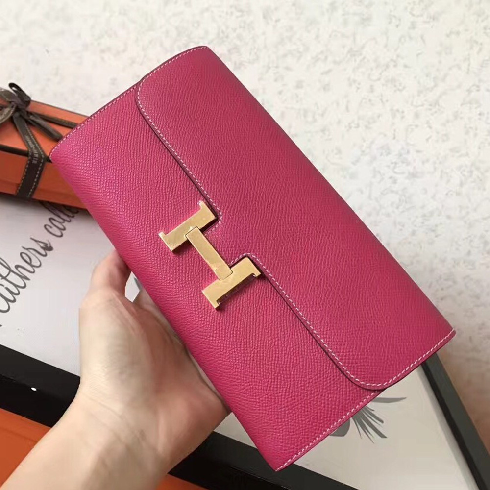 Hermes Peach Epsom Constance Long Wallet