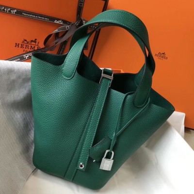 Hermes Picotin Lock 18 Bag In Vert Vertigo Clemence Leather