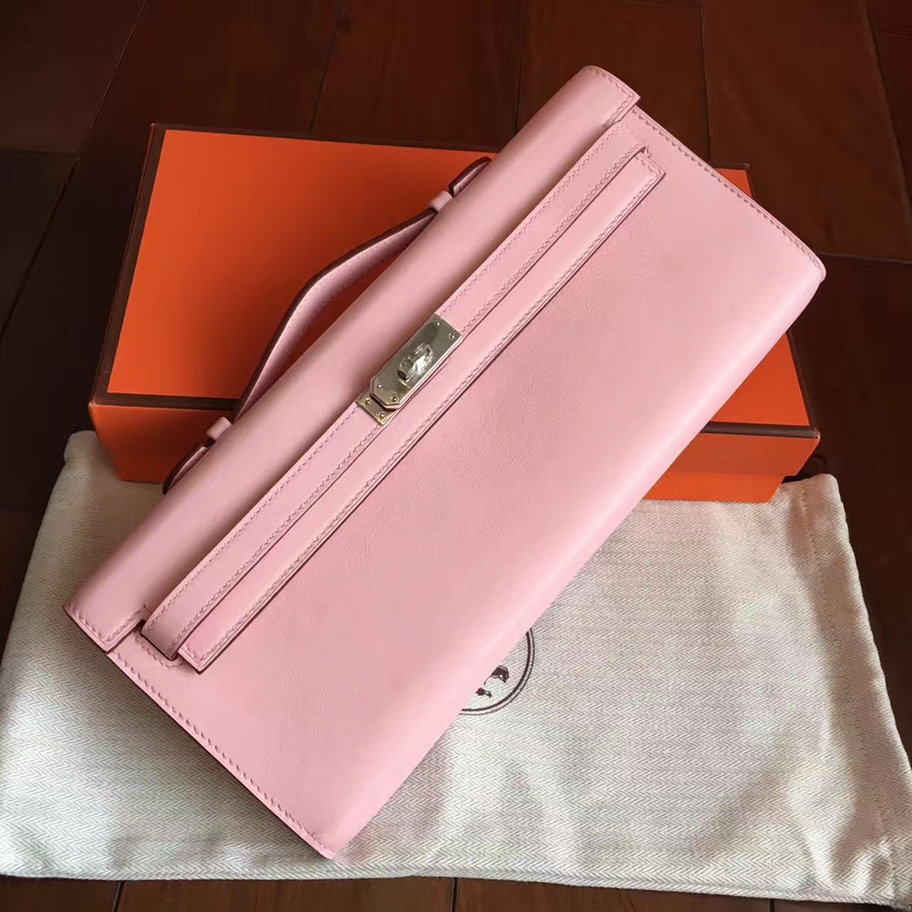 Hermes Pink Swift Kelly Cut Handmade Bag