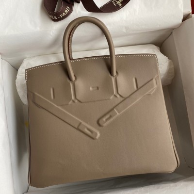 Hermes Shadow Birkin 25 Limited Edition Bag In Taupe Swift Calfskin