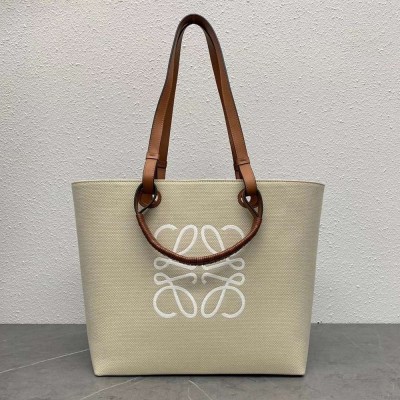 Loewe Anagram Medium Tote Bag In Jacquard and Calfskin  TDBS28030