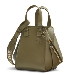 Loewe Compact Hammock Bag in Khaki Green Satin Calfskin TDBS27898