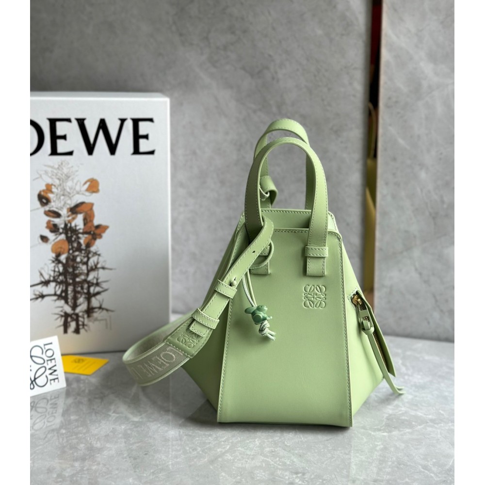 Loewe Compact Hammock Bag in Lime Green Satin Calfskin TDBS27902