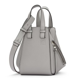 Loewe Compact Hammock Bag in Pearl Grey Grained Calfskin TDBS27903