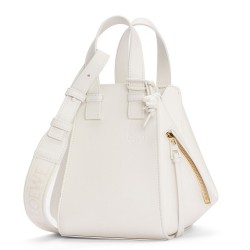 Loewe Compact Hammock Bag in White Satin Calfskin TDBS27905