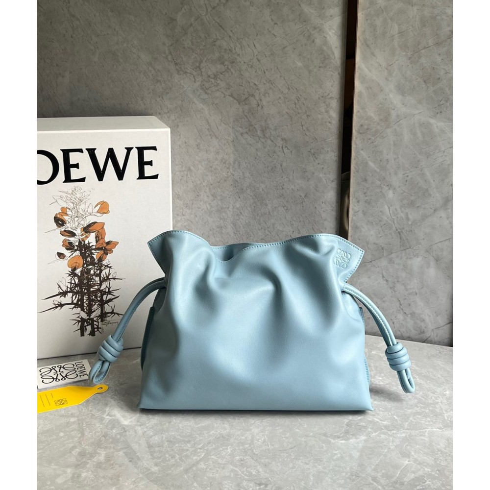 Loewe Flamenco Clutch Bag In Dusty Blue Calfskin TDBS27848