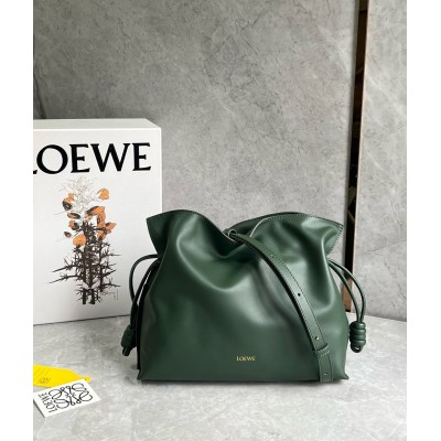 Loewe Flamenco Clutch Bag in Bottle Green Nappa Calfskin  TDBS27843