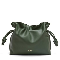 Loewe Flamenco Clutch Bag in Bottle Green Nappa Calfskin  TDBS27843