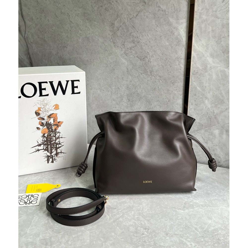 Loewe Flamenco Clutch Bag in Chocolate Nappa Calfskin TDBS27844