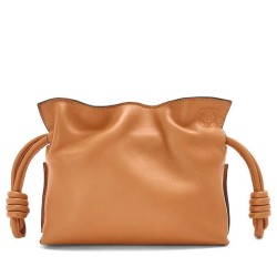 Loewe Flamenco Nano Clutch In Brown Nappa Leather TDBS27865