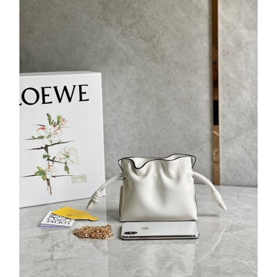 Loewe Flamenco Nano Clutch In White Nappa Leather TDBS27866