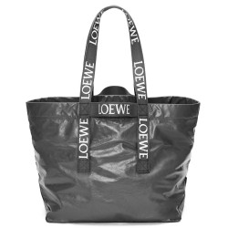 Loewe Fold Shopper Bag in Black Paper Calfskin  TDBS28015