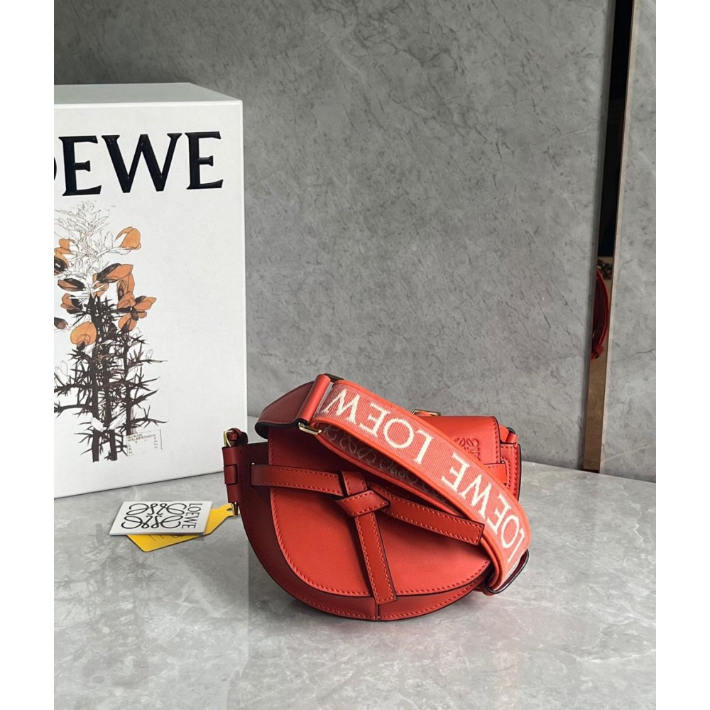 Loewe Gate Dual Mini Bag in Sunrise Orange Calfskin TDBS27881