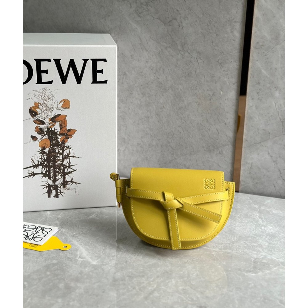 Loewe Gate Dual Mini Bag in Yellow Calfskin TDBS27882