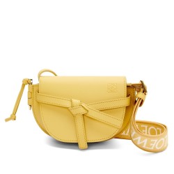 Loewe Gate Dual Mini Bag in Yellow Calfskin TDBS27882