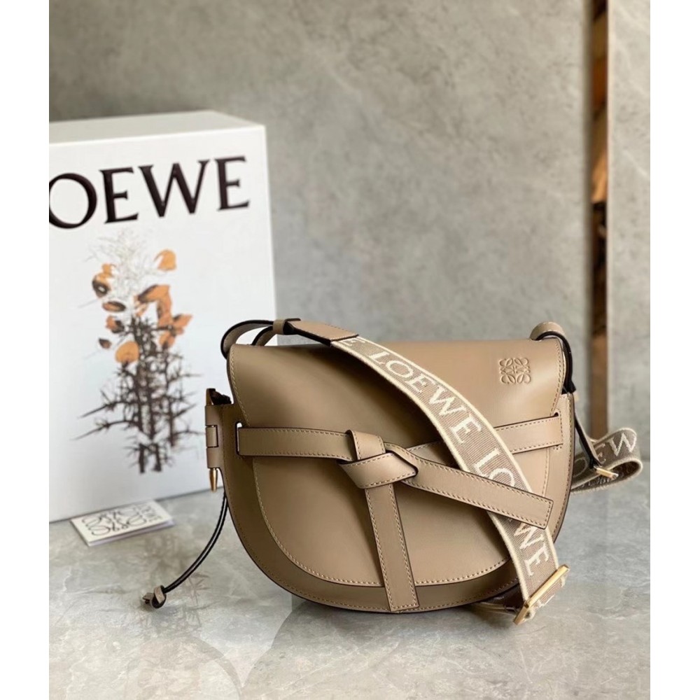 Loewe Gate Small Bag In Sand Calfskin and Jacquard TDBS27883