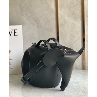 Loewe Large Elephant Bag in Black Calfskin TDBS27838