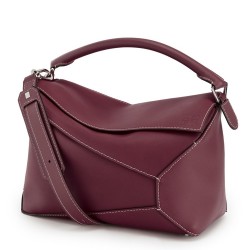 Loewe Large Puzzle Bag In Bordeaux Calfskin TDBS27937