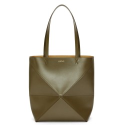 Loewe Large Puzzle Fold Tote Bag in Dark Green Calfskin TDBS28033