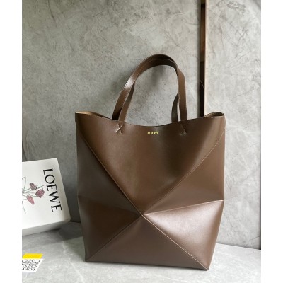 Loewe Large Puzzle Fold Tote Bag in Umber Calfskin TDBS28036