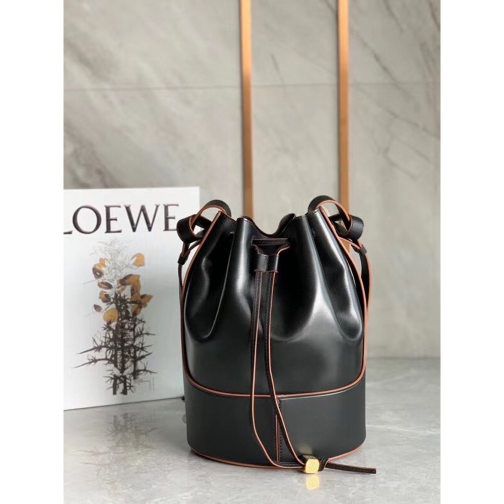 Loewe Medium Balloon Bucket Bag In Black Calfskin TDBS27806