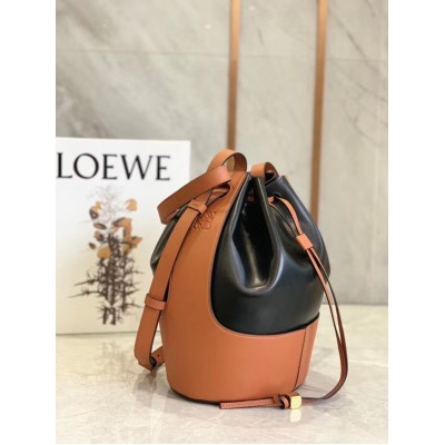 Loewe Medium Balloon Bucket Bag In Black/Tan Calfskin TDBS27807