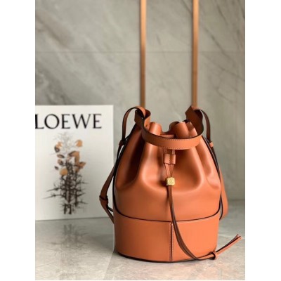 Loewe Medium Balloon Bucket Bag In Camel Calfskin TDBS27809