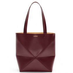 Loewe Medium Puzzle Fold Tote Bag in Bordeaux Calfskin TDBS28038