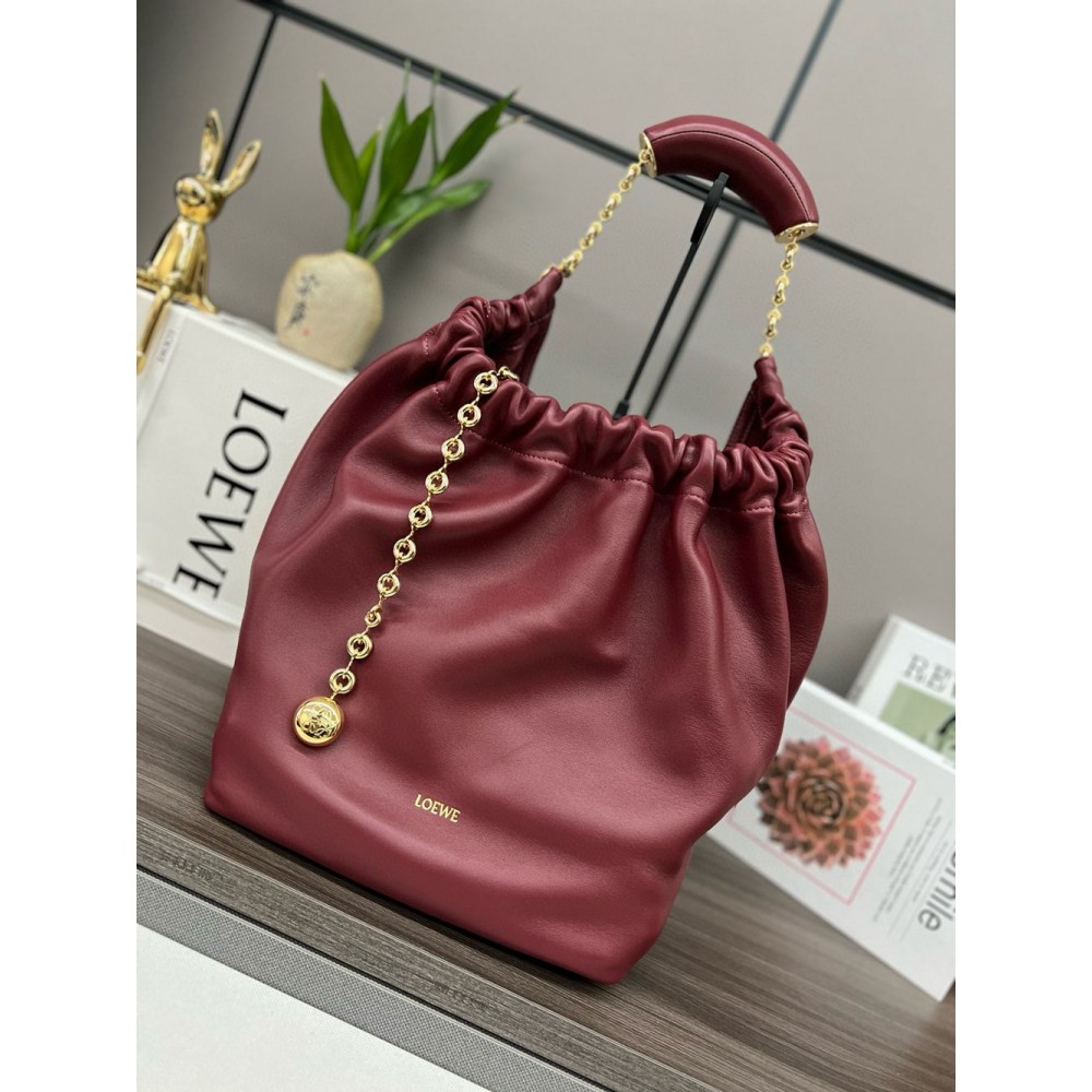 Loewe Medium Squeeze Bag in Bordeaux Nappa Lambskin TDBS28018