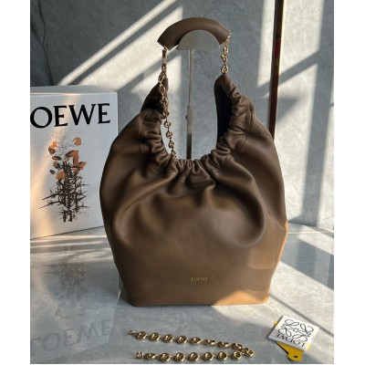 Loewe Medium Squeeze Bag in Brown Nappa Lambskin TDBS28019