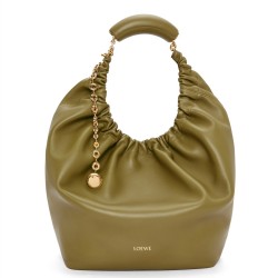 Loewe Medium Squeeze Bag in Olive Nappa Lambskin TDBS28022