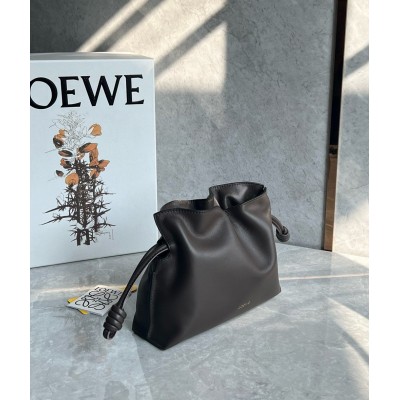 Loewe Mini Flamenco Clutch Bag in Chocolate Nappa Calfskin TDBS27870